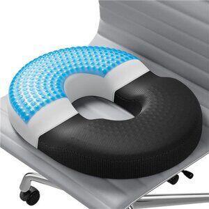 Donut Pillow Seat Cushion Memory Foam Cooling Gel Office Chair Car Back Support